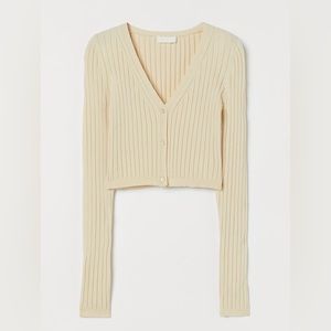 NWT H&M Ribbed Knit Cardigan in Light‎ Yellow L